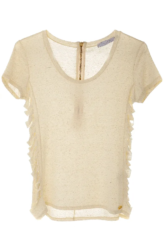 CARLOS MIELE SHREDDED Off White Top