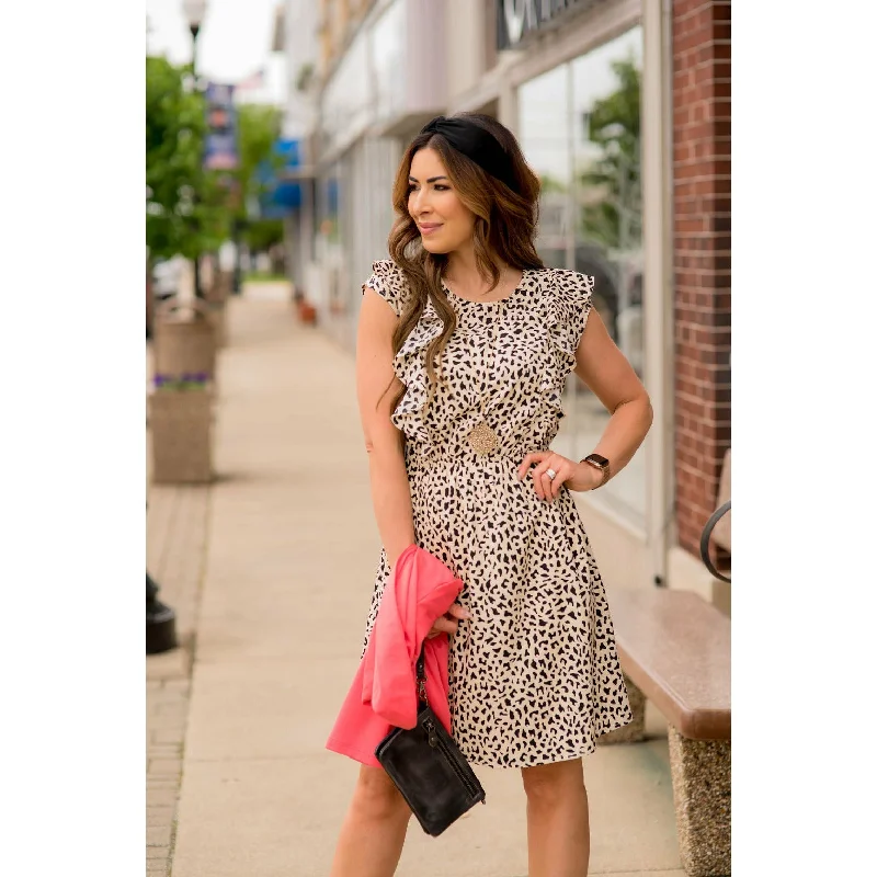 Chic & Classy Cheetah Ruffle Sleeve Dress