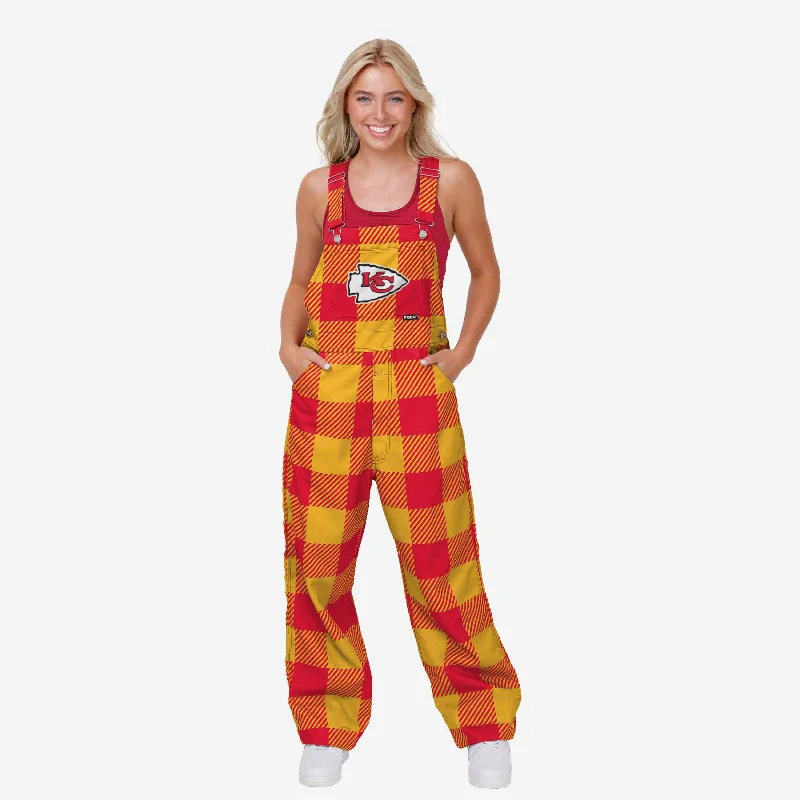 Kansas City Chiefs Womens Plaid Bib Overalls