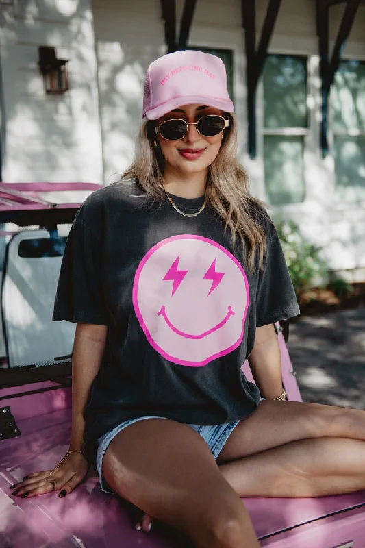 Lightning Happy Face Screen Print Shirt