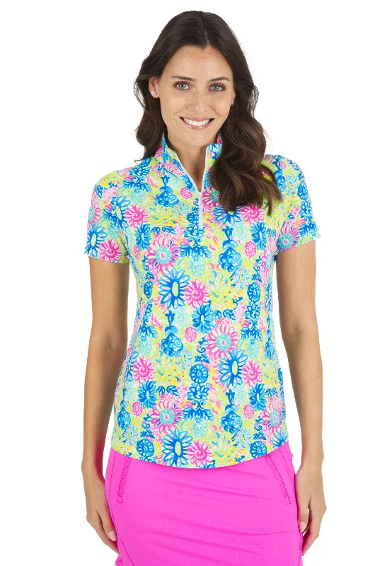 Lilli Print Short Sleeve Mock Neck – 17488