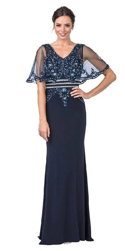 Aspeed M2436 Long Dress with Illusion Beaded Cape