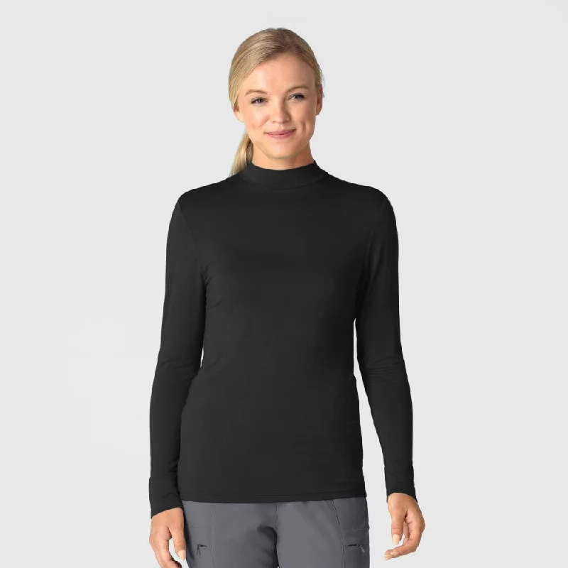 Long Sleeve Mock Neck Silky Tee (2129)