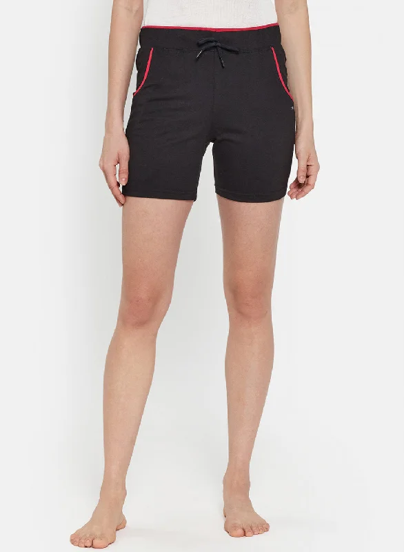 Womens Black Plain Shorts