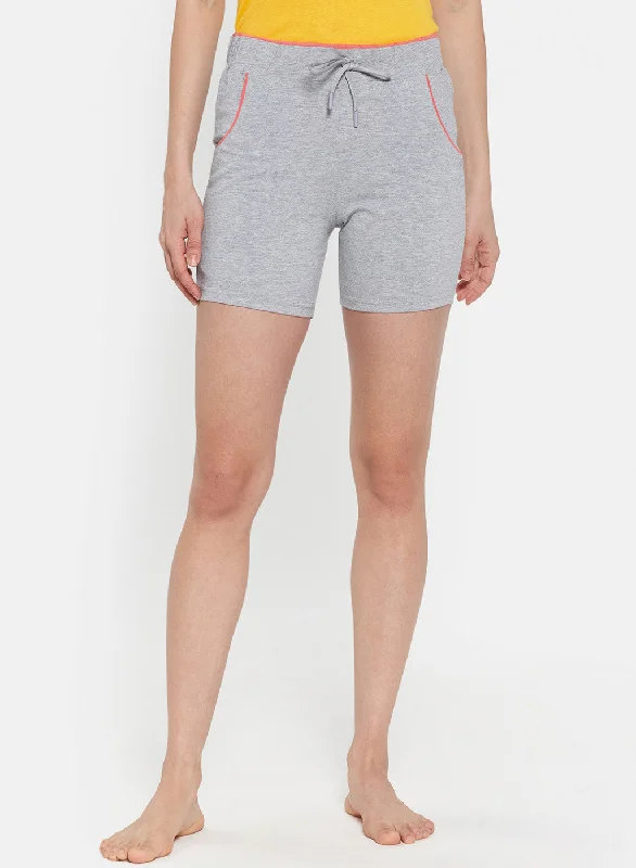 Womens Grey Plain Shorts