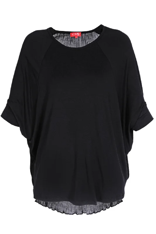 ASHLEE Black Plisee Blouse