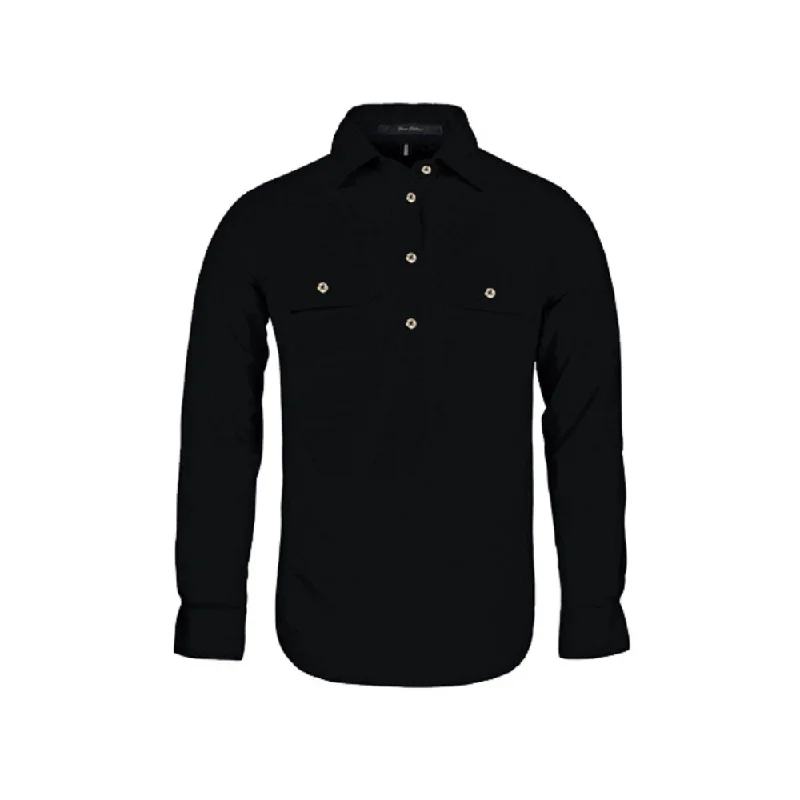 Ritemate Womens Pilbara Closed Front Long Sleeve Shirt RM300CF - Black