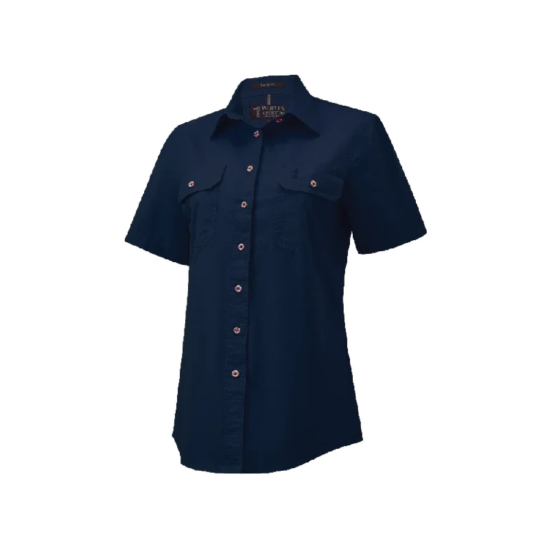 Ritemate Womens Pilbara Open Front Short Sleeve Shirt RM600BTS - French Navy