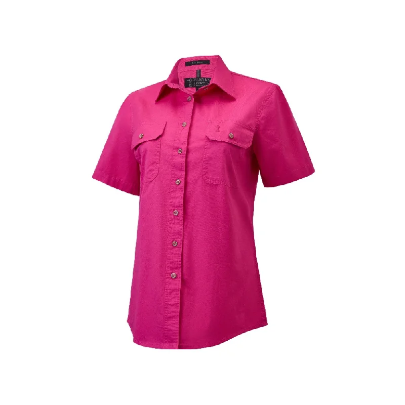 Ritemate Womens Pilbara Open Front Short Sleeve Shirt RM600BTS - Hot Pink