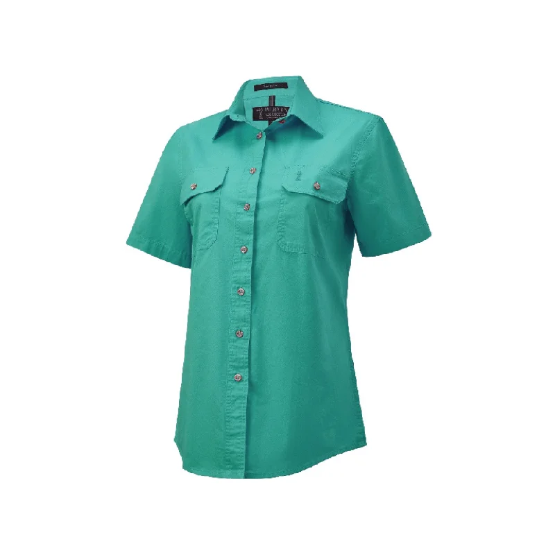 Ritemate Womens Pilbara Open Front Short Sleeve Shirt RM600BTS - Jade