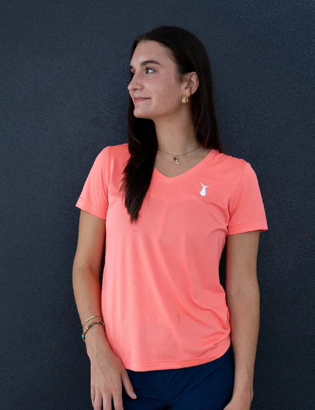 Women's Echo Performance Short Sleeve V-Neck | Coral