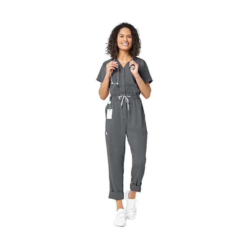 WonderWink Women's Zip Front Jumpsuit - Pewter - ONLINE STORE CREDIT/EXCHANGE ONLY