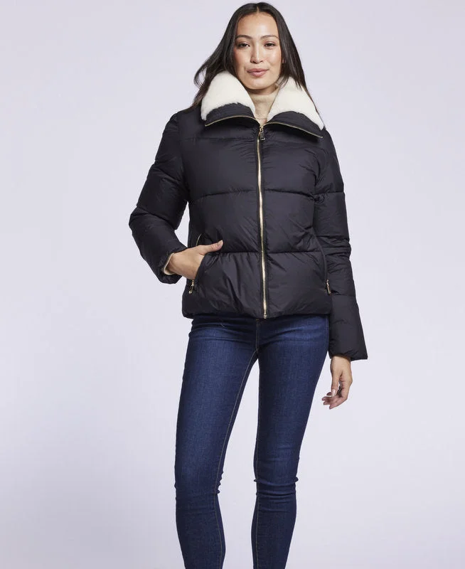 302  Down jacket with  genuine shearling collar