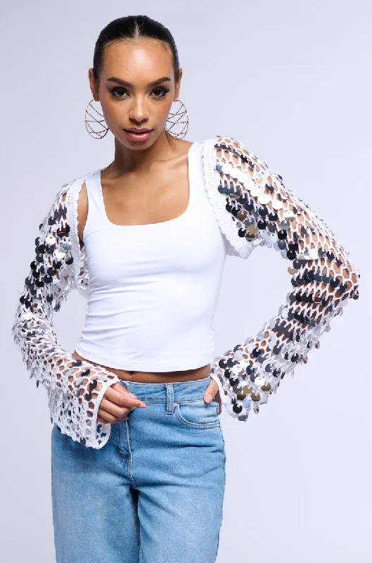 ARIEL SEQUIN KNIT BOLERO