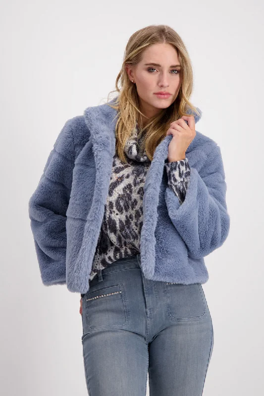 Jacket Fake Fur 807332MNR in Smokey Blue by Monari