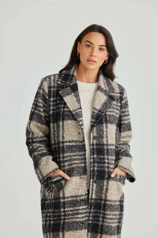 Lana Coat in Black Check BT24311-1 by Brave + True