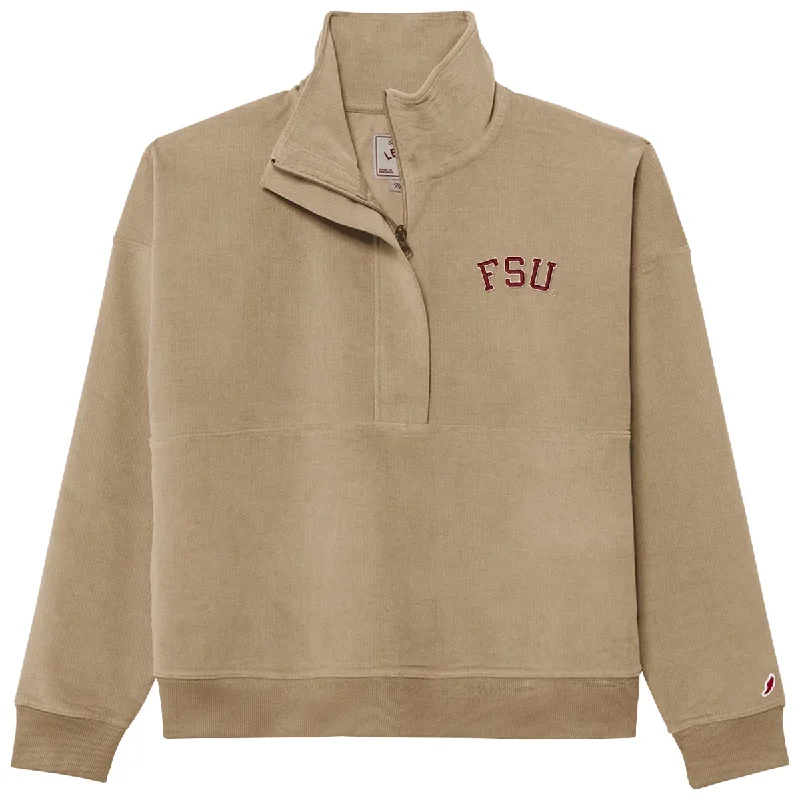 League Women's FSU Half-zip Corded Fleece - Khaki