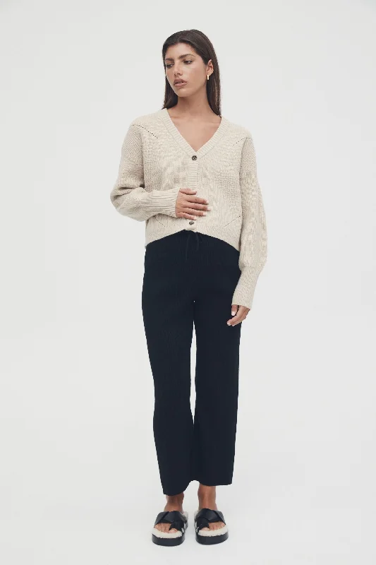 Button Crop Cardi (Light Sand) - FINAL SALE