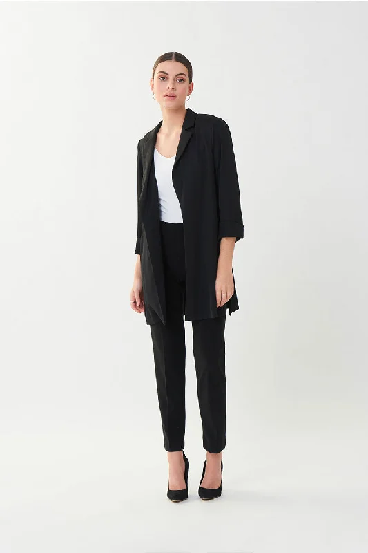 Oversized Blazer 211361 in Black and Moonstone by Joseph Ribkoff