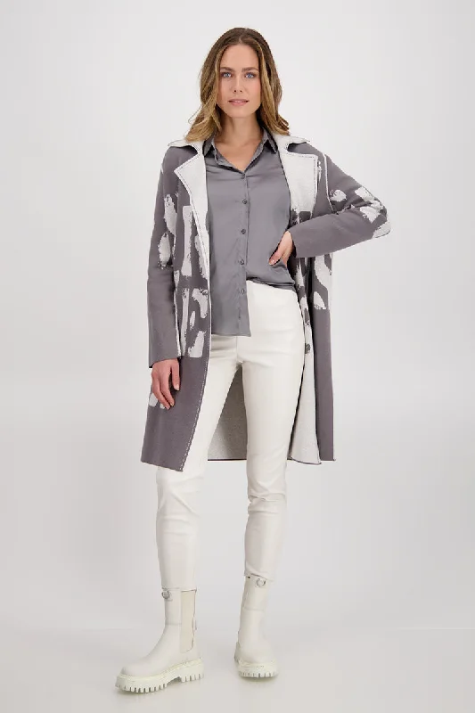 Reversible Jacquard Coat 807100MNR in Thunder by Monari