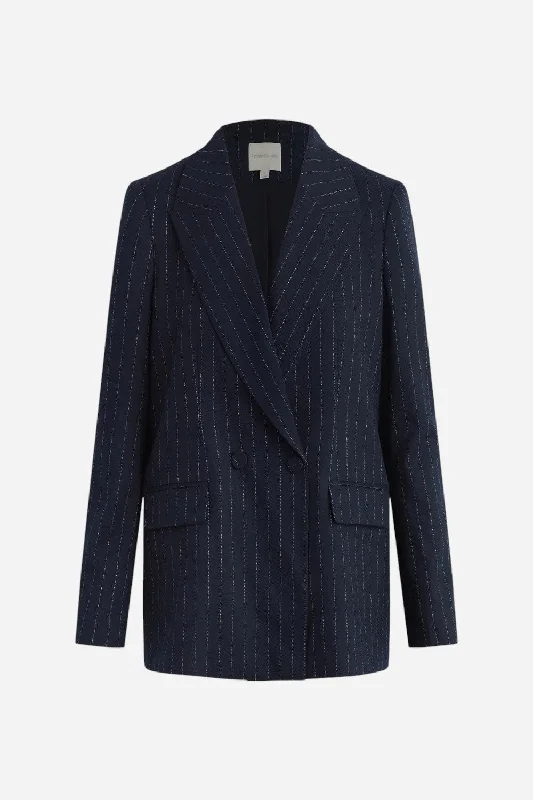 Favorite Daughter The Suits You Blazer Navy Pinstripe