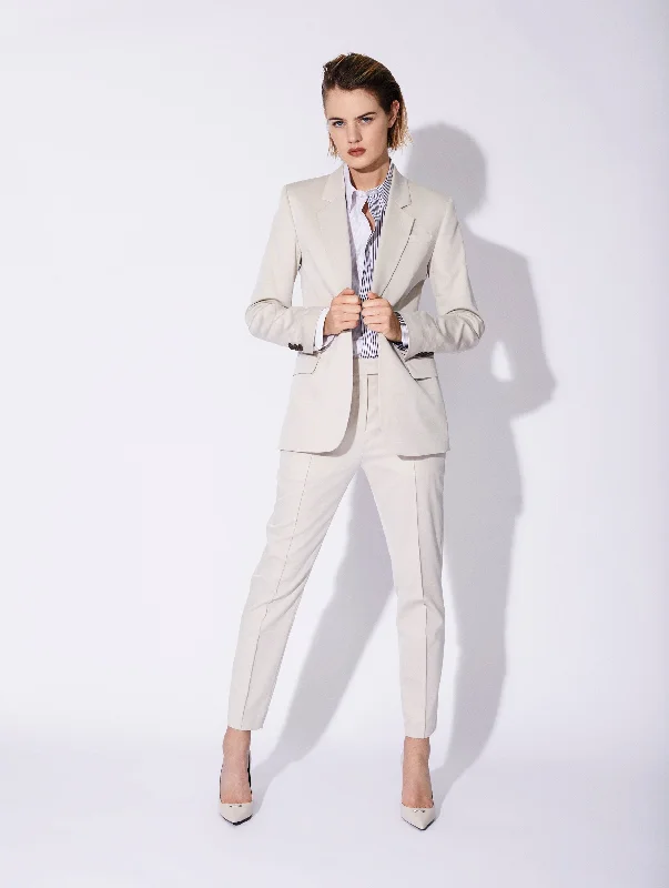 Veste de costume en gabardine stretch crème