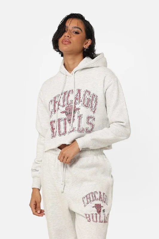 Chicago Bulls Arch Logo Crop Hood - White Marle