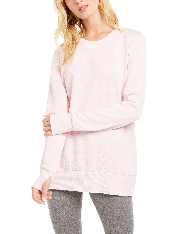 Ideology Women's Overlap-Back Burnout Sweatshirt, Pink Delphinium, S