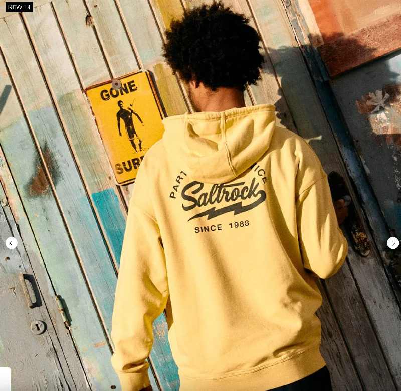 Saltrock Gas Station - Recycled Mens Pop Hoodie - Yellow