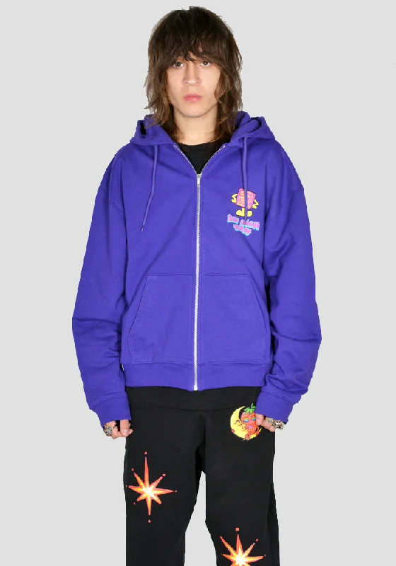 SKY HIGH FARM SHF03T041 SAFETY FIRST GRAPHIC ZIP SWEAT HOODIE PURPLE